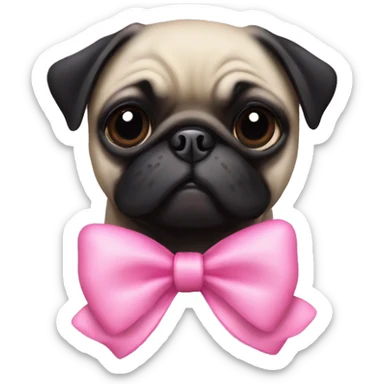 cute black pug with a pink bow  sticker