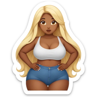Curvy, blonde long hair, sfw intimate pose black girl  sticker