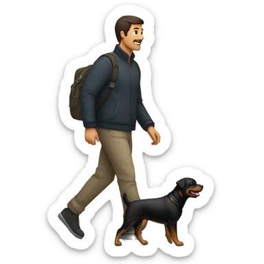 man waling rottweiler, going left sticker
