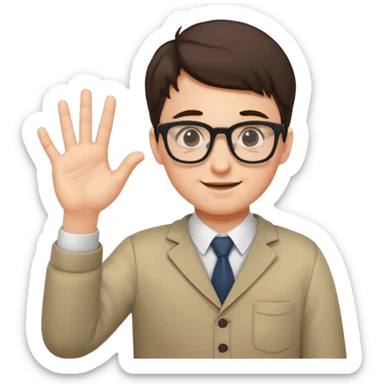 NERD WITH GLASSES USING ONE HAND PUSH sticker