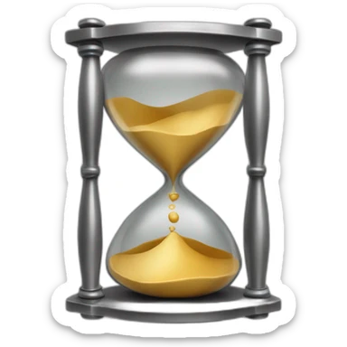 A solid metal hourglass shaped vessel with hallow ends for liquid sticker