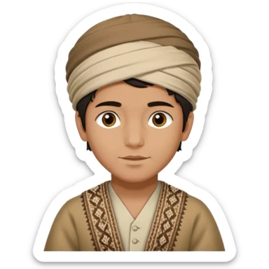 Creat a afghan boy with afghan pacol hat with white Tagore sticker