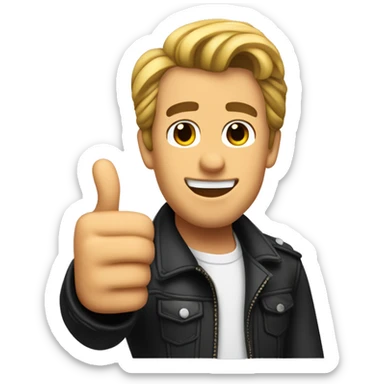 Fonzie like man giving a double thumbs up pose sticker