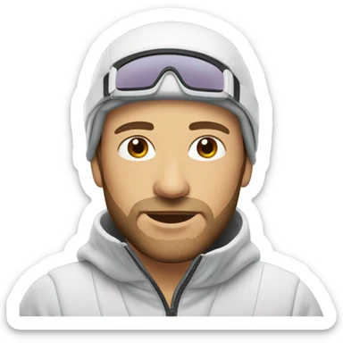 white man with brown stubble skiing sticker