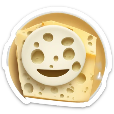 different cheeses with hidden faces on a plate sticker