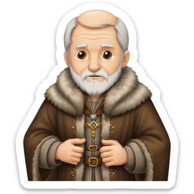 Old man wear Medieval fur coat sticker