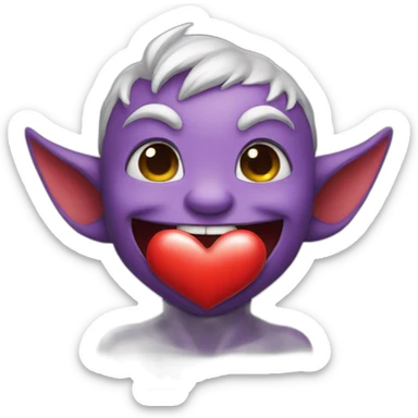 smiling imp kissing heart sticker