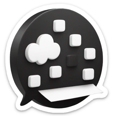 black squared chat cloud with white question mark in the middle sticker