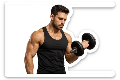 uomo fitness con manubrio da palestra in mano, iperrealistico 4k sticker