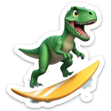 Dinosaur surfing sticker
