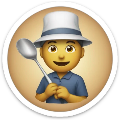 Canteen staff enrobed with a hat and ladle sticker