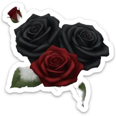Gothic Black roses and dark red roses in a bouquet  sticker