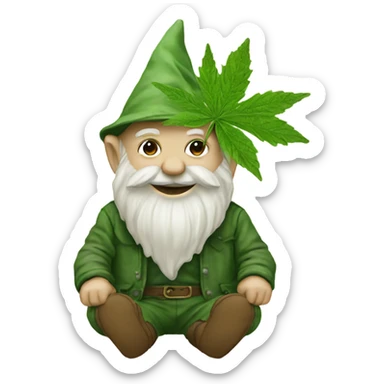 Weed leaf gnome sticker