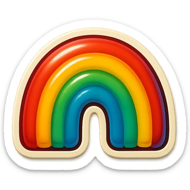 single rainbow symbol, cartoon style sticker, simple and clear, no text sticker