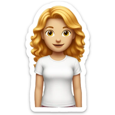 Strawberry blonde girl in white t shirt  sticker