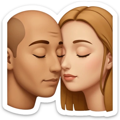 two faces whose forehead are touching another. these two people are in love and close their eyes sticker