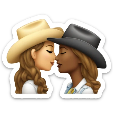 Women, cowgirl, kissing another woman cowgirl sticker