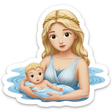 greek goddess dipping baby in river sticker