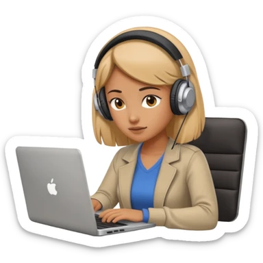 super busy female looking at the laptop and headphones do not disturb sticker