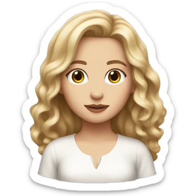 Make a dark blonde slightly wavy hair white girl with something baby pink as clothes  sticker