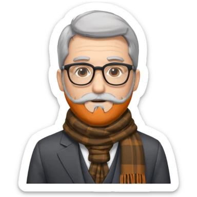 gray scarf male  beard hair with suit glasses sticker