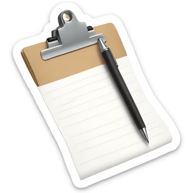 clipboard with white paper and a beige pen  sticker