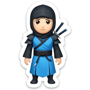 Crea un emoji para usar en WhatsApp con estos dos emoji 🥷🏻🦋.
Ninja vestido de negro con la piel blanca con una mariposa azul posada en su hombro izquierdo como si estuviera volando. sticker