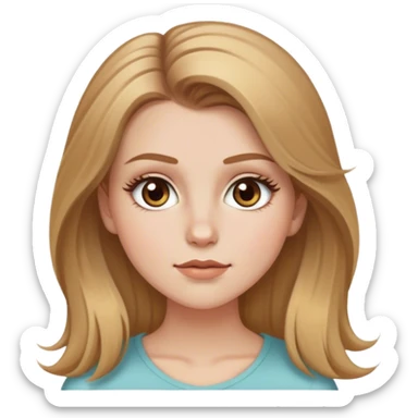 white girl with light brown hair and some blond tufts and big hazel eyes with long lashes and tiny lips  sticker