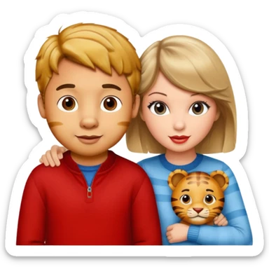 Daniel Tiger and Taylor Swift together, cheerful and friendly sticker