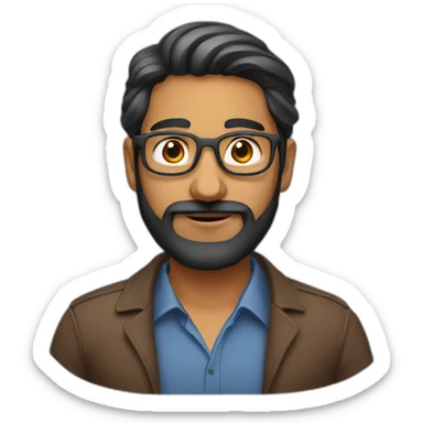brown indian software engineer with anchor beard and no glasses sticker