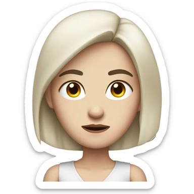 pale skinned, dark haired woman with an annoyed expression on her face, eyes rolled up, arms crossed over her torso sticker