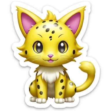 Shiny Sparkly Liepard-Skitty-Delcatty-Pokémon-Fakémon-hybrid-creature (full body) sticker