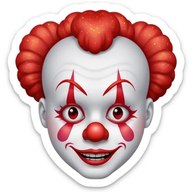 red glitter clown with the sad facial expression sticker
