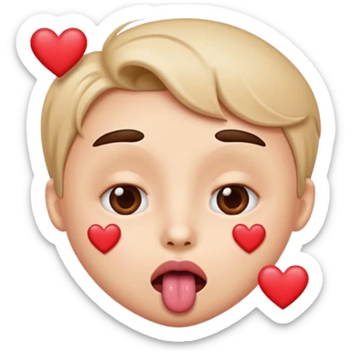 Has hearts as its eyes, has its tongue sticking out  sticker