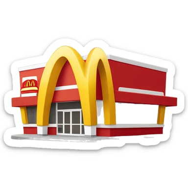 “McDonald’s store with the iconic golden arches, a red and yellow color scheme, and a simple, recognizable design that captures the essence of a fast food restaurant.” sticker