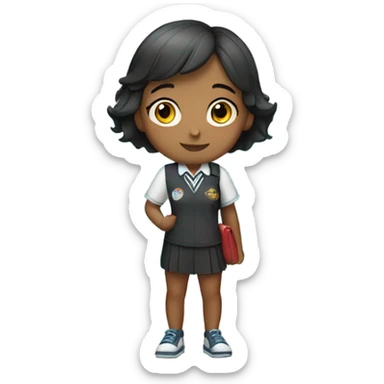 very short haired girl dark hair goes to school and goes swimming sticker