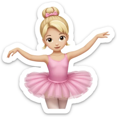 aestethic blonde girl doing ballet, with a pink tutu, bun sticker