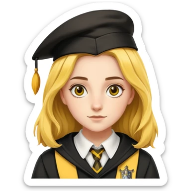 Charlotte Skeoch is hannah abbott in harry potter, wear hogwarts Hufflepuff uniform sticker