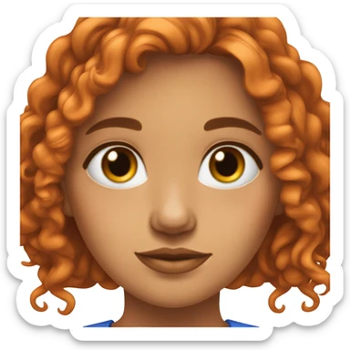 una chica con pelo naranja, pelo largo, con ojos azules y piel blanca y piercing nostril en la nariz sticker