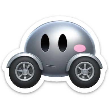 Metal cute Kirby bubble Gray ball driving on car wheels with mad eyebrows  sticker