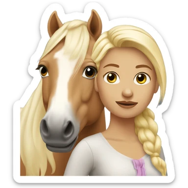 Blonde girl with palomino horse sticker