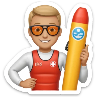 Lifeguard Holding Rescue Tube sticker