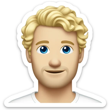 profile light curl blonde 30yo man blue eyed pale skin sticker