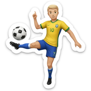 A white guy kicking a soccer ball with a brazil fc shirt on sticker