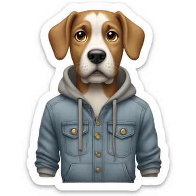 Dog with grey sweatshirt and jeans on with hands in pockets sticker
