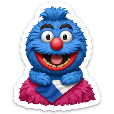 cookie monster bust, with french flag, only one flag,  sticker