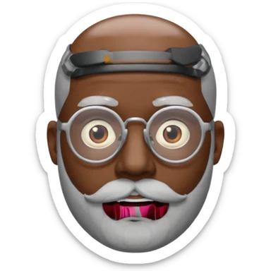 bald headed silver beard black man glasses sticker