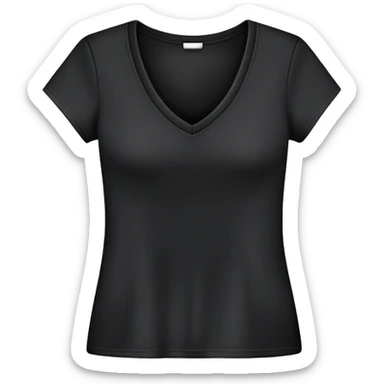black women's V-neck t-shirt, fitted feminine cut, only the garment, no human form, simple clothing item on white background sticker