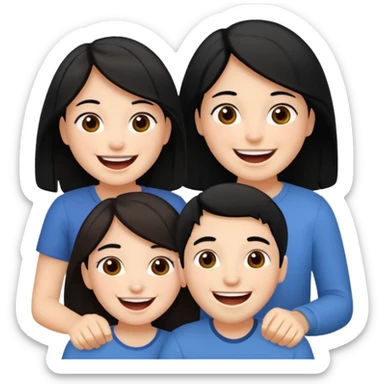 3 friends having fun, one with black hair, 2 with brown hair  sticker