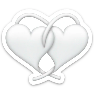 Two White intertwined hearts  sticker